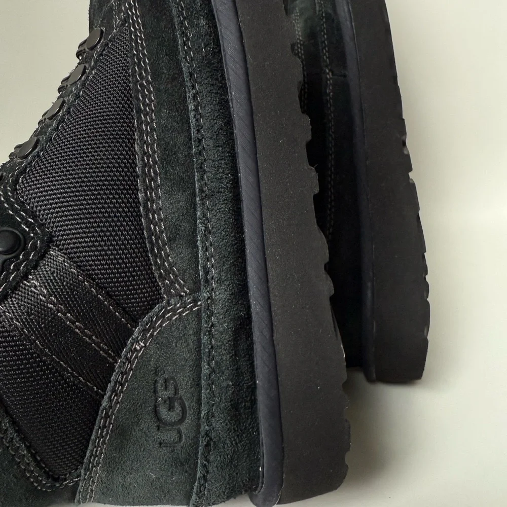 UGG Kids Black Suede Lace-Up Winter Boots